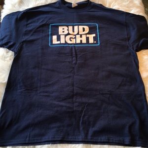 Retro Budweiser Bud Light Navy T-Shirt Mens XL